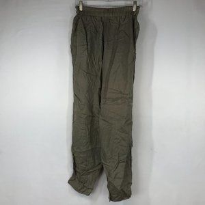 100% SILK PANTS - TODD COMPANY - WOMEN'S P - GRAY TAN ELASTIC WAIST